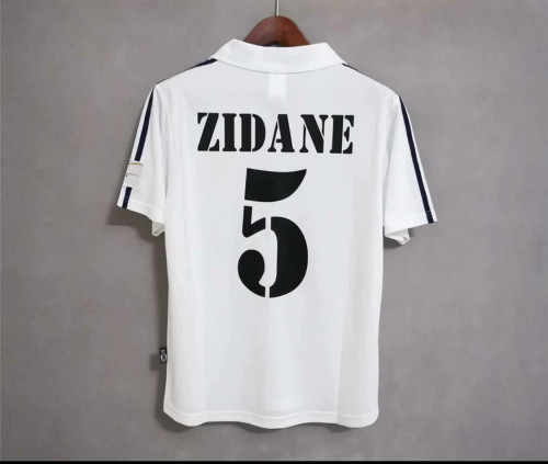 Retro Jersey 2001-2002 Real Madrid ZIDANE 5 UCL Champions League Home Soccer Jersey Vintage Football Shirt