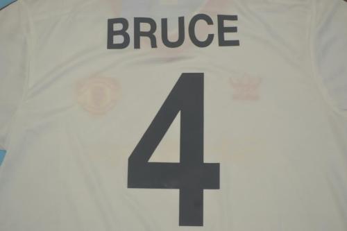 Retro Jersey 1986-1988 Manchester United BRUCE 4 Away White Soccer Jersey Vintage Football Shirt