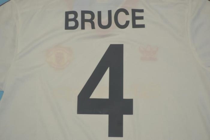 Retro Jersey 1986-1988 Manchester United BRUCE 4 Away White Soccer Jersey Vintage Football Shirt