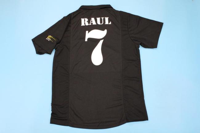 Retro Jersey 2001-2002 Real Madrid RAUL 7 Away Black Soccer Jersey Vintage Football Shirt