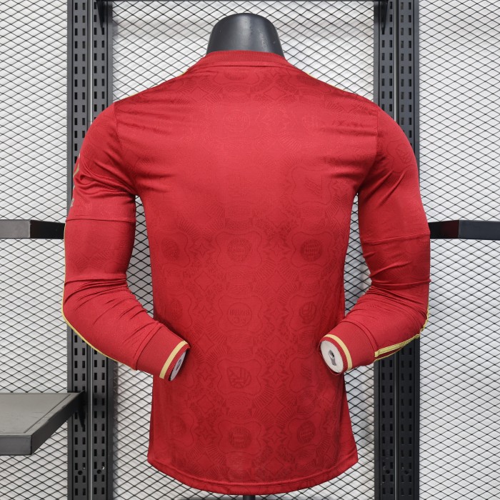 Long Sleeve Player Version 2024-2025 Bayern Munich 125th Anniversary Soccer Jersey Bayern Munchen Red Football Shirt