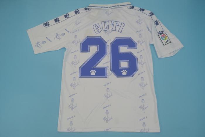 with LFP Patch Retro Jersey 1994-1996 Real Madrid GUTI 26 Home Soccer Jersey