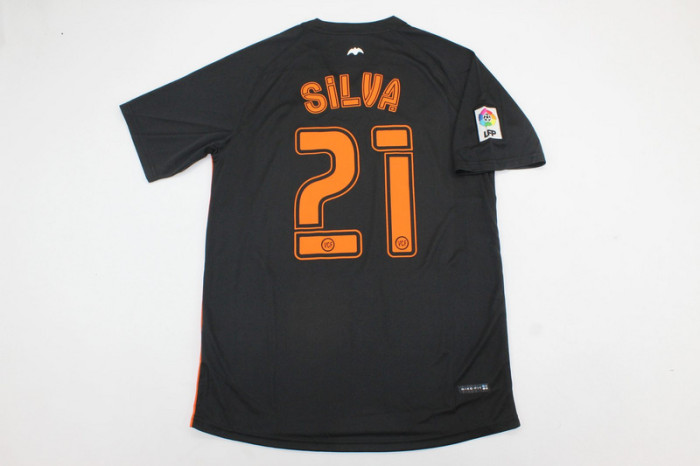 with LFP Patch Retro Jersey 2006-2007 Valencia SILVA 21 Away Black Soccer Jersey Vintage Football Shirt