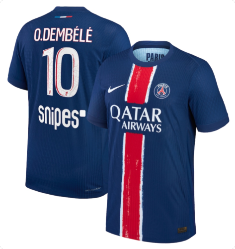 Maillot PSG Fan Version 2024-2025 Paris Saint-Germain O.Dembélé 10 Home Soccer Jersey