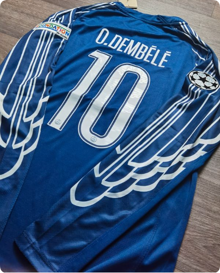 with UCL Patch Fan Version Long Sleeve 2024-2025 PSG O.Dembélé 10 Fourth Away Blue Soccer Jersey Paris Football Maillot