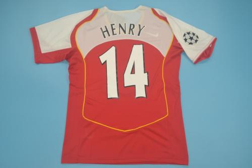 with UCL Patch Retro Jersey 2004-2005 Arsenal HENRY 14 Home Soccer Jersey Vintage Football Shirt