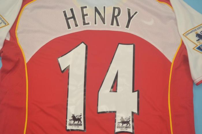 with EPL Patch Retro Jersey 2004-2005 Arsenal HENRY 14 Home Soccer Jersey Vintage Football Shirt