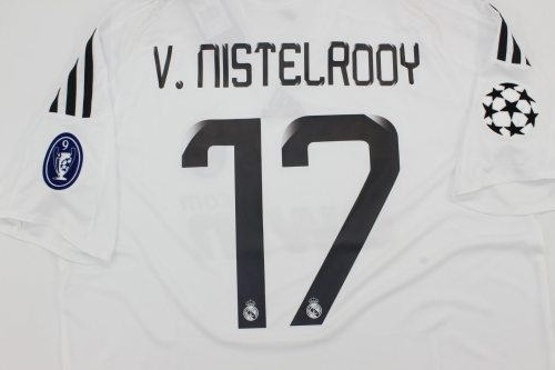 with UCL Patch Retro Jersey 2008-2009 Real Madrid V.NISTELROOY 17 Home Soccer Jersey Real Vintage Football Shirt