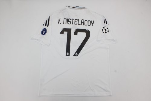 with UCL Patch Retro Jersey 2008-2009 Real Madrid V.NISTELROOY 17 Home Soccer Jersey Real Vintage Football Shirt
