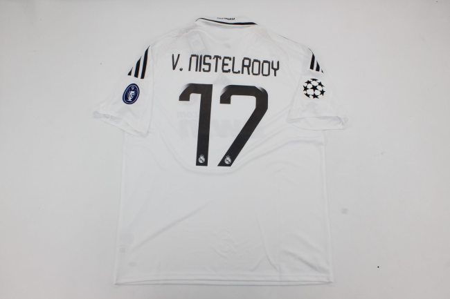 with UCL Patch Retro Jersey 2008-2009 Real Madrid V.NISTELROOY 17 Home Soccer Jersey Real Vintage Football Shirt