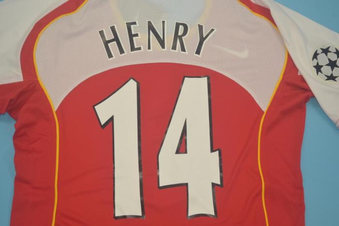 with UCL Patch Retro Jersey 2004-2005 Arsenal HENRY 14 Home Soccer Jersey Vintage Football Shirt