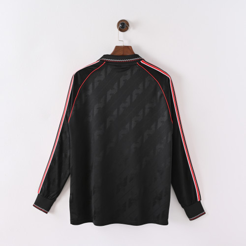 Long Sleeve Retro Model 2024-2025 Manchester United Black Soccer Jersey Football Top