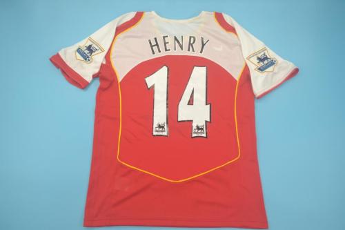 with EPL Patch Retro Jersey 2004-2005 Arsenal HENRY 14 Home Soccer Jersey Vintage Football Shirt