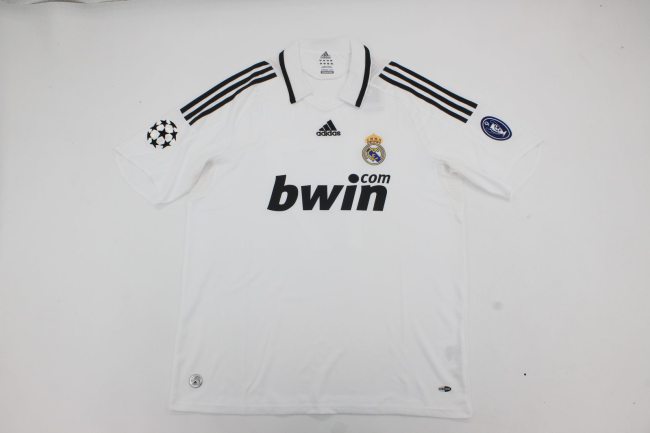 with UCL Patch Retro Jersey 2008-2009 Real Madrid Home Soccer Jersey Real Vintage Football Shirt