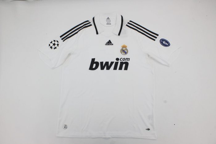 with UCL Patch Retro Jersey 2008-2009 Real Madrid Home Soccer Jersey Real Vintage Football Shirt