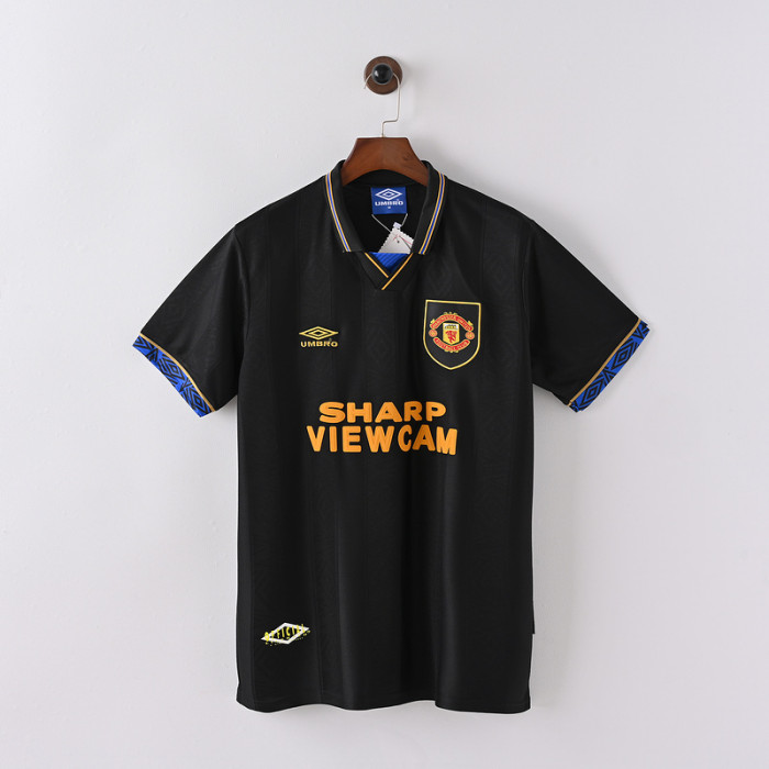 Retro Jersey 1993-1994 Manchester United Away Black Soccer Jersey Vintage Football Shirt