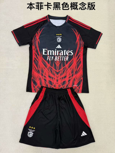 Youth Uniform Kids Kit 2025-2026 Benfica Black/Red Concept Edition Soccer Jersey Shorts Child Football Set