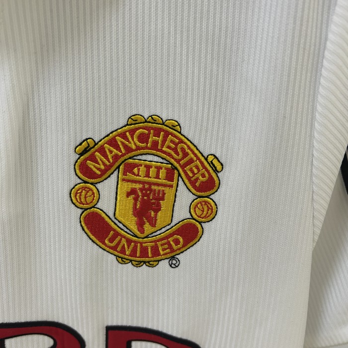 Retro Jersey 1998-1999 Manchester United Commemorative Edition Soccer Jersey White Man Utd Football Shirt