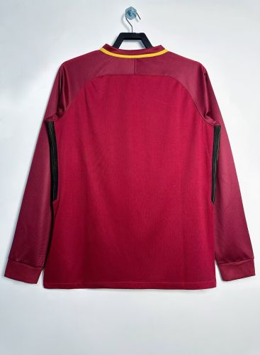 Long Sleeve Retro Jersey 2017-2018 As Roma Home Soccer Jersey Vintage Football Shirt