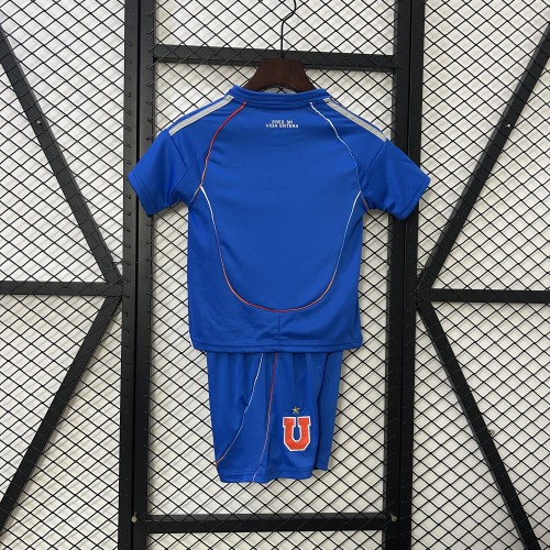 Youth Uniform Kids Kit 2025-2026 UNIVERSIDAD de CHILE Home Soccer Jersey Shorts Child Football Set