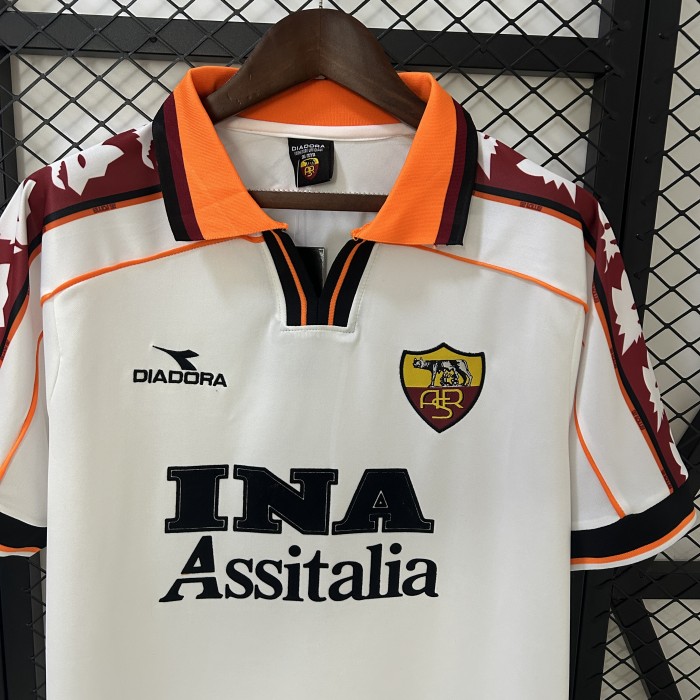 Retro Jersey 1998-1999 AS Roma Away White Soccer Jersey Vintage Football Shirt