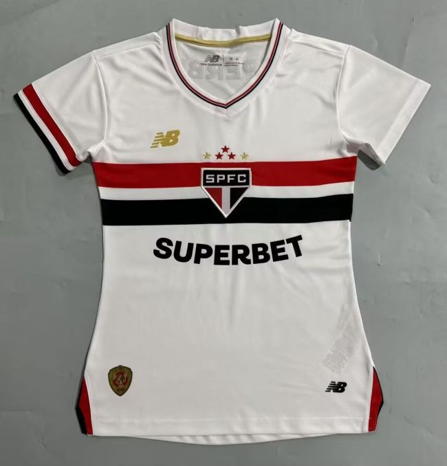 with Sponor Logo Women 2025-2026 Sao Paulo Home Soccer Jersey Girl Football Shirt