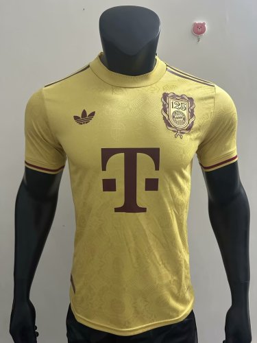 Player Version 2024-2025 Bayern Munich 125th Anniversary Soccer Jersey Bayern Munchen Yellow Football Shirt