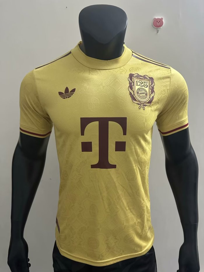Player Version 2024-2025 Bayern Munich 125th Anniversary Soccer Jersey Bayern Munchen Yellow Football Shirt