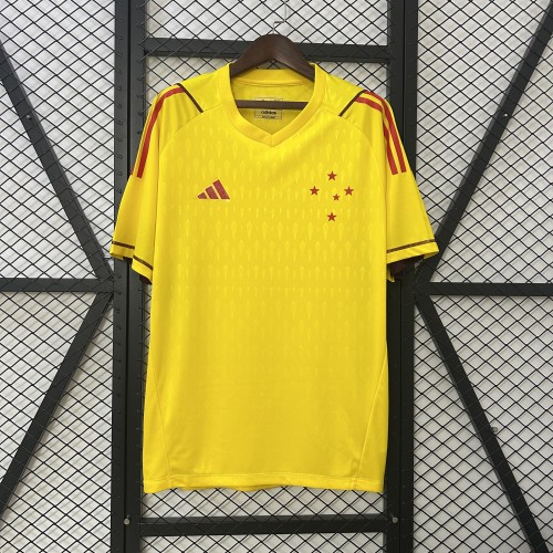 Fan Version 2024-2025 Cruzeiro Yellow Goalkeeper Football Shirt Soccer Jersey
