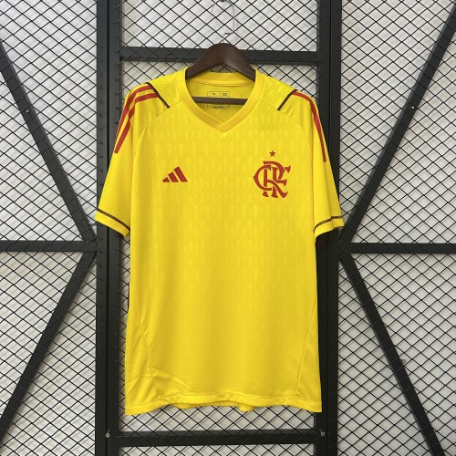 Fan Version 2024-2025 Flamengo Yellow Goalkeeper Soccer Jersey Football Shirt