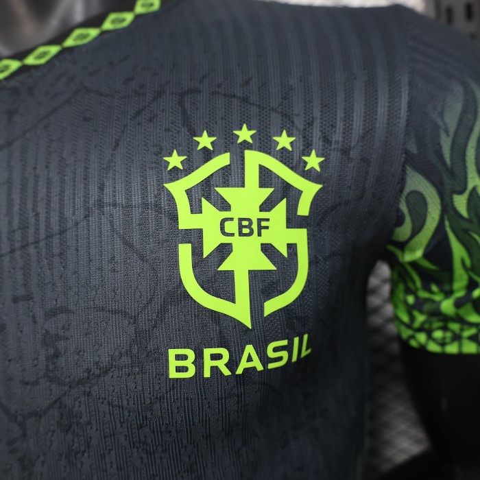 Player Version 2025 Brazil Black/Green Special Edition Soccer Jersey Brasil Football Shirt
