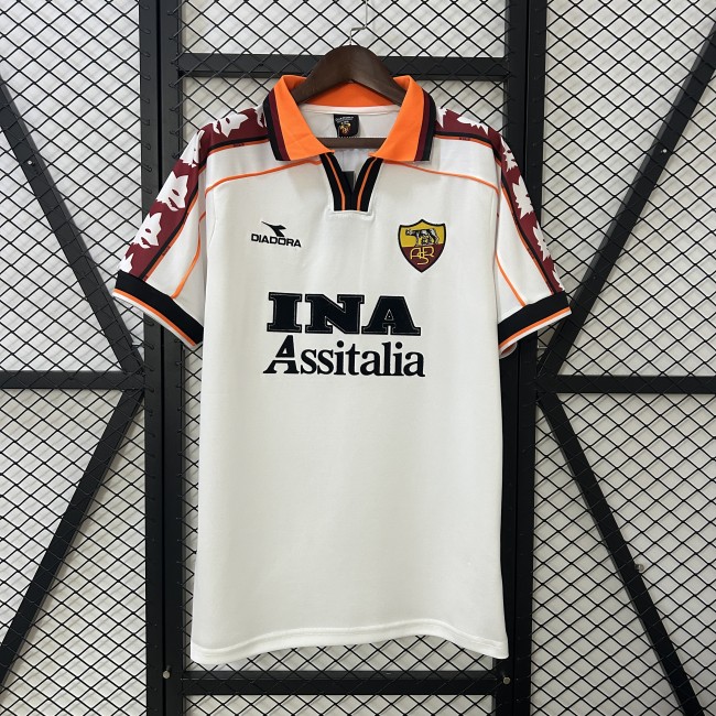 Retro Jersey 1998-1999 AS Roma Away White Soccer Jersey Vintage Football Shirt