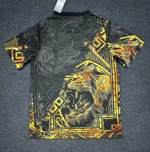 Fans Version 2025-2026 Real Madrid Black/Gold Lion Version Soccer Jersey Real Football Shirt