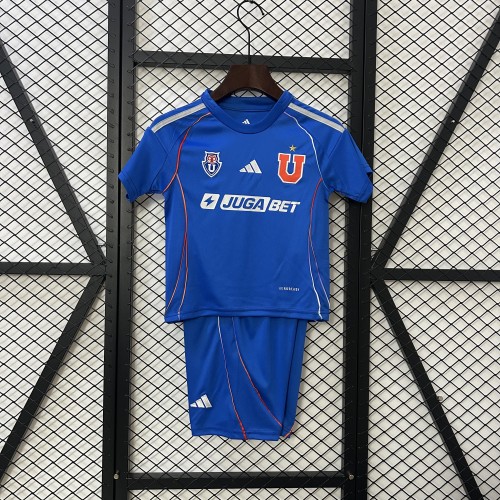 Youth Uniform Kids Kit 2025-2026 UNIVERSIDAD de CHILE Home Soccer Jersey Shorts Child Football Set
