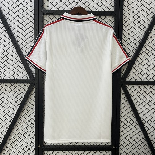 Retro Jersey 1998-1999 Manchester United Commemorative Edition Soccer Jersey White Man Utd Football Shirt