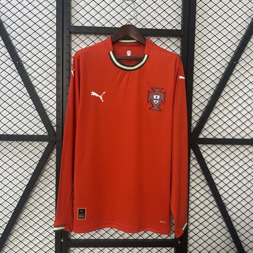 Long Sleeve Fan Version 2025 Portugal Home Soccer Jersey Football Shirt