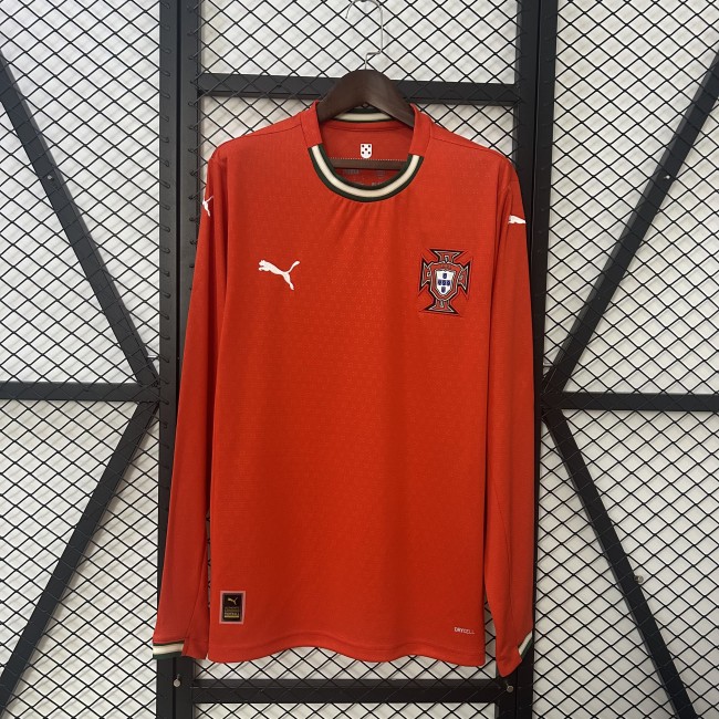 Long Sleeve Fan Version 2025 Portugal Home Soccer Jersey Football Shirt