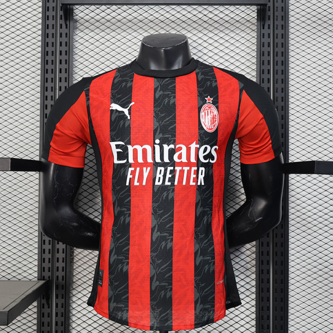 Player Version 2025-2026 AC Milan Home Soccer Jersey AC Football Shirt
