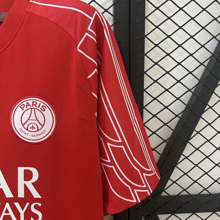 Fan Version 2025-2026 PSG Third Away Red Soccer Jersey Paris Football Maillot