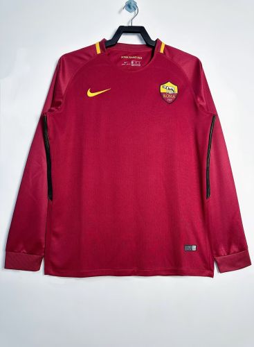 Long Sleeve Retro Jersey 2017-2018 As Roma Home Soccer Jersey Vintage Football Shirt