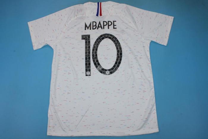 with 2 Stars Retro Jersey 2018 France MBAPPE 10 Away White Soccer Jersey Vintage Football Shirt