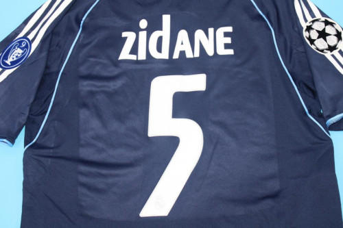with UCL Patch Retro Jersey 2005-2006 Real Madrid ZIDANE 5 Away Dark Blue Soccer Jersey Vintage Football Shirt