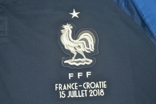 with Front Lettering+World Cup Patch Retro Jersey 2018 France Home Soccer Jersey Vintage Football Shirt
