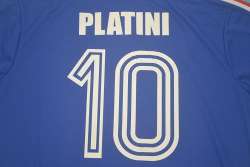 Long Sleeve Retro Jersey 1984 France PLATINI 10 Home Soccer Jersey Vintage Football Shirt