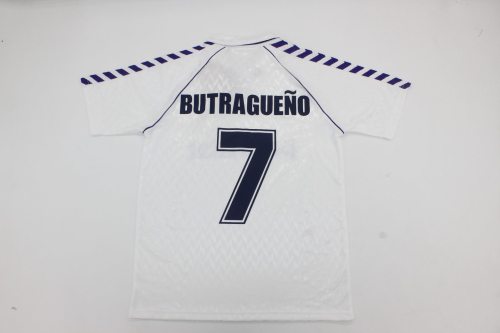 Retro Jersey 1986-1988 Real Madrid BUTRAGUENO 7 Home Soccer Jersey Vintage Football Shirt