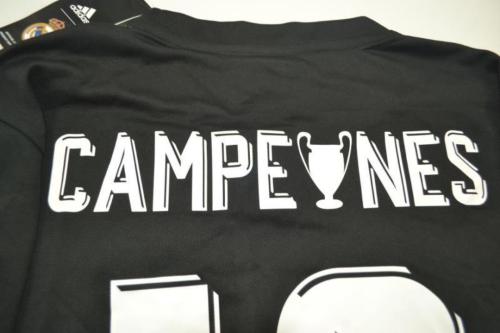 with UCL Patch+Golden FIFA Patch+Front Lettering Retro Jersey 2017-2018 Real Madrid CAMPEONES 13 Away Black Soccer Jersey
