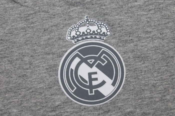 with Golden FIFA+UCL Patch Retro Jersey 2015-2016 Real Madrid Away Grey Vintage Soccer Jersey