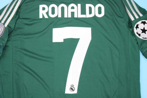 with UCL Patch Retro Jersey 2012-2013 Real Madrid RONALDO 7 Third Away Green Soccer Jersey Vintage Football Shirt