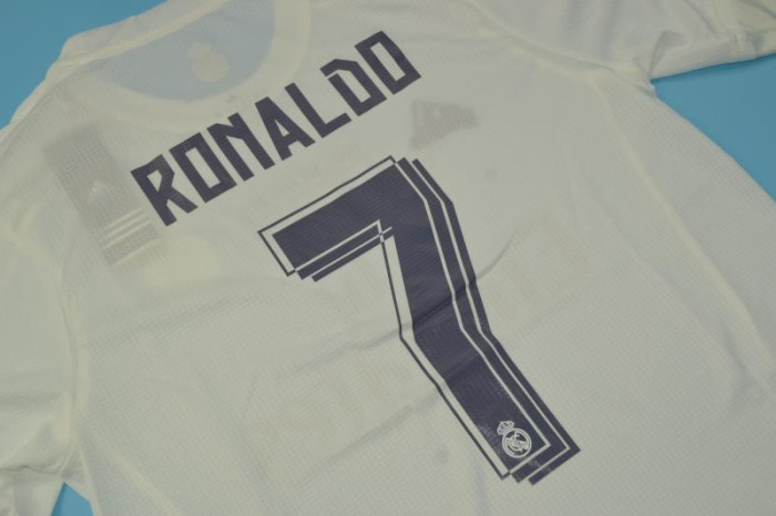 with Front Lettering+UCL Patch Retro Jersey 2015-2016 Real Madrid RONALDO 7 Home Soccer Jersey Vintage Real Camisetas de Futbol