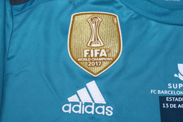 with Front Lettering+Golden FIFA+Supercopa Patch Retro Jersey 2017-2018 Real Madrid Third Away Soccer Jersey Vintage Real Camisetas de Futbol